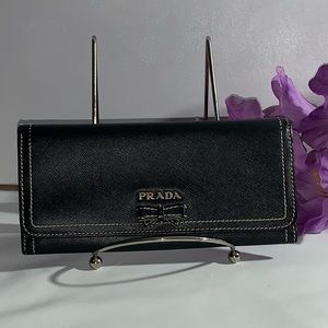 Prada Saffiano Fiocco Leather Bow Wallet